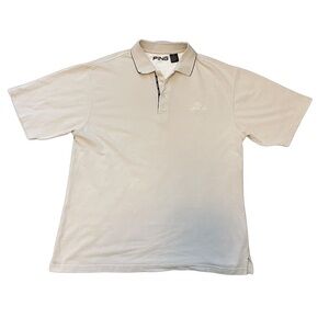 Ping/ Lexus cream with black trim mens polo style shirt size XL
